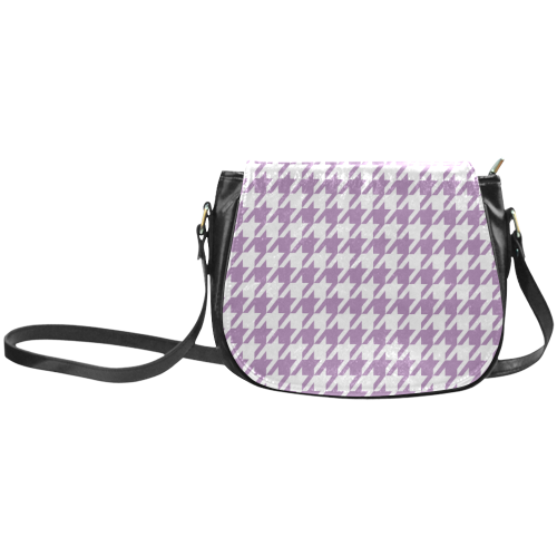 lilac and white houndstooth classic pattern Classic Saddle Bag/Small (Model 1648)