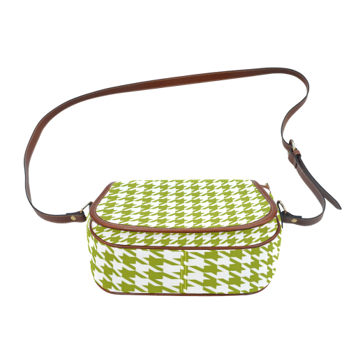 houndstooth green Saddle Bag/Large (Model 1649)