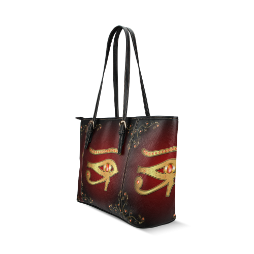 The all seeing eye Leather Tote Bag/Large (Model 1640)