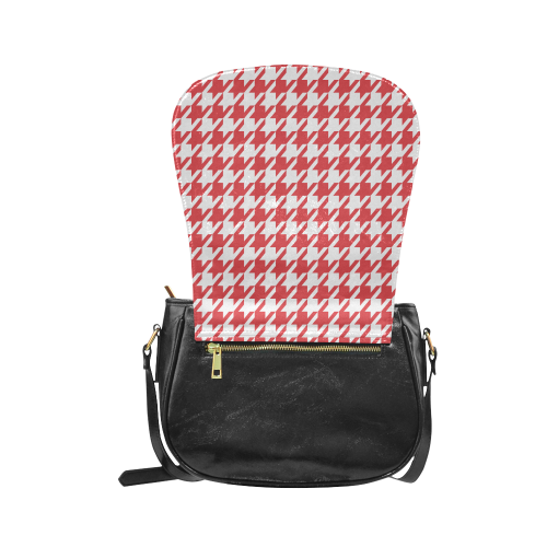 red and white houndstooth classic pattern Classic Saddle Bag/Large (Model 1648)