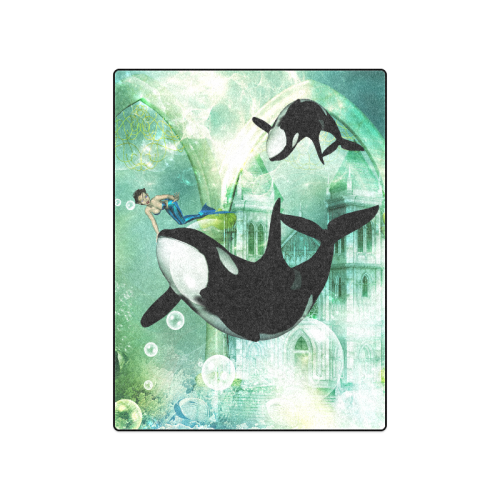 Orca with mermaid Blanket 50"x60"