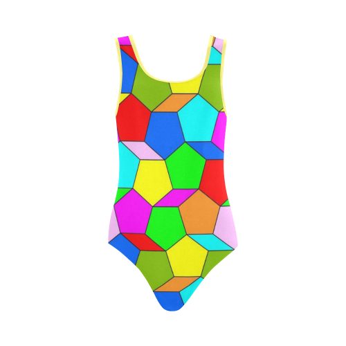 friendly summer pattern 02 Vest One Piece Swimsuit (Model S04)