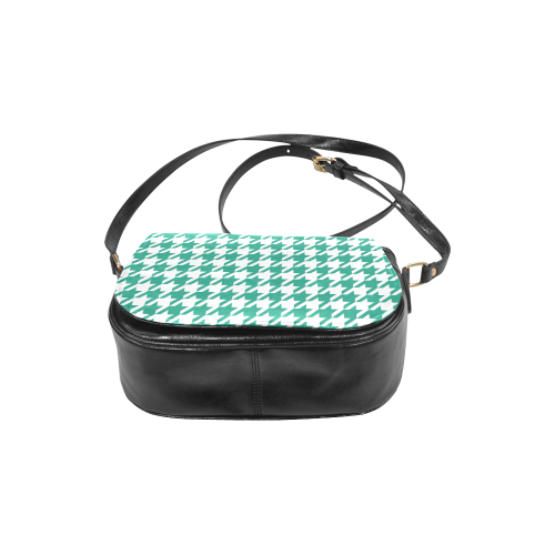 emerald green and white houndstooth classic patter Classic Saddle Bag/Large (Model 1648)