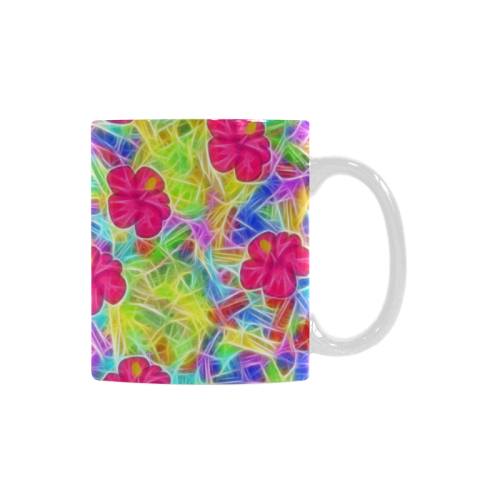 Pretty Pink Hawaiian Flowers Pattern White Mug(11OZ)