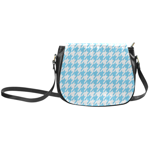 bright blue and white houndstooth classic pattern Classic Saddle Bag/Small (Model 1648)