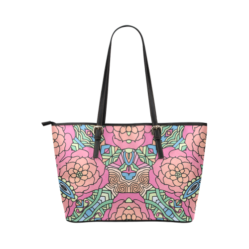 Mariager-Carnival colors-rose flowers Leather Tote Bag/Large (Model 1651)