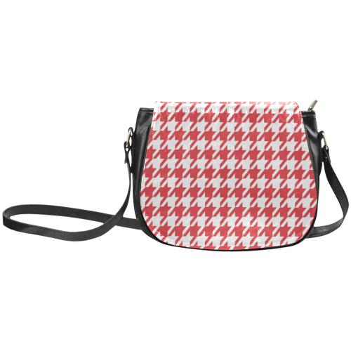 red and white houndstooth classic pattern Classic Saddle Bag/Large (Model 1648)