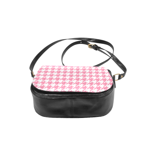 pink and white houndstooth classic pattern Classic Saddle Bag/Large (Model 1648)