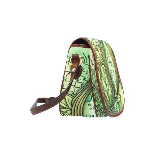 Mandy Green - Leaf Drawing abstract art Saddle Bag/Large (Model 1649)