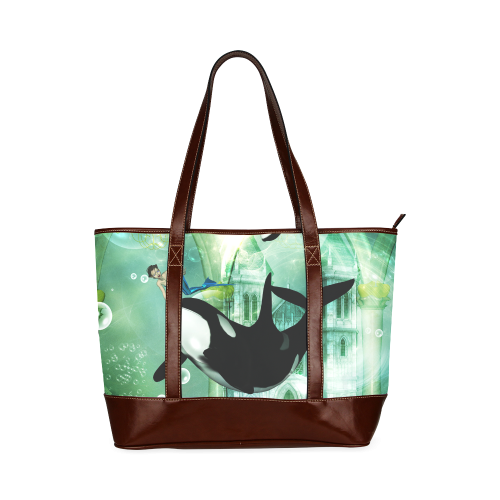 Dolphin with mermaid Tote Handbag (Model 1642)