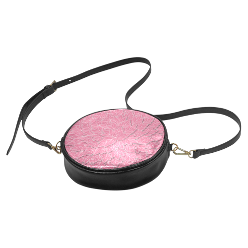 floating leaf pattern pink white Round Sling Bag (Model 1647)