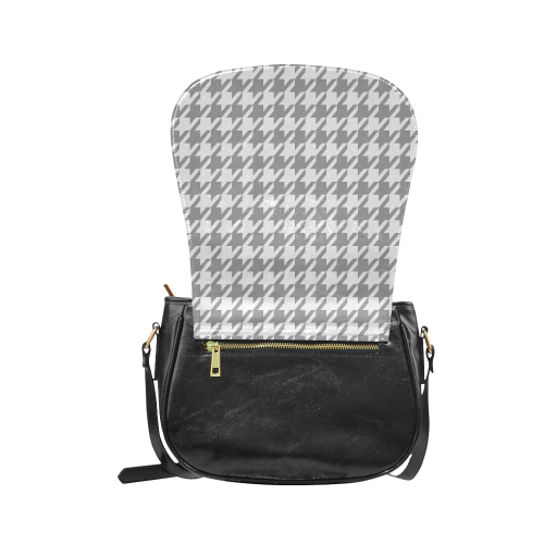 grey and white houndstooth classic pattern Classic Saddle Bag/Small (Model 1648)