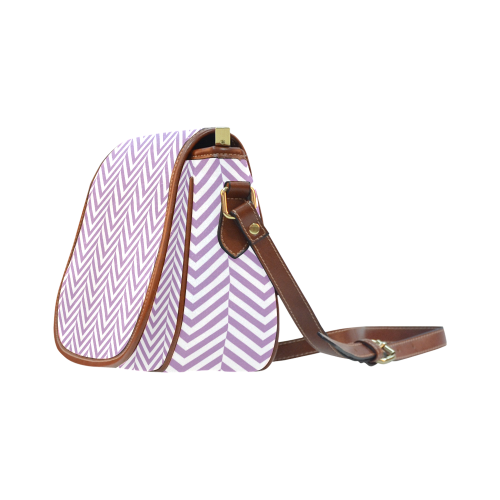 lilac purple and white classic chevron pattern Saddle Bag/Large (Model 1649)