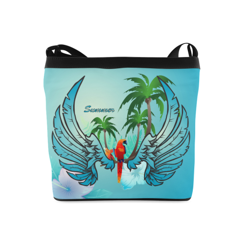 Tropical design, cute parrot Crossbody Bags (Model 1613)