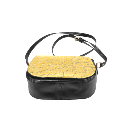 floating leaf pattern sunny yellow white Classic Saddle Bag/Small (Model 1648)