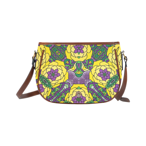 Mariager, Mardi Gras yellow purple green Saddle Bag/Small (Model 1649) Full Customization