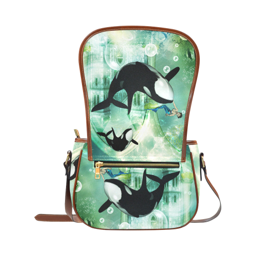 Orca with mermaid Saddle Bag/Large (Model 1649)