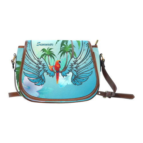 Summer, cute parrot Saddle Bag/Large (Model 1649)