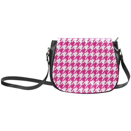 hot pink  and white houndstooth classic pattern Classic Saddle Bag/Small (Model 1648)