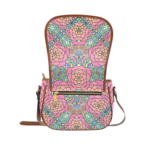 Mariager-Carnival colors-rose flowers Saddle Bag/Large (Model 1649)