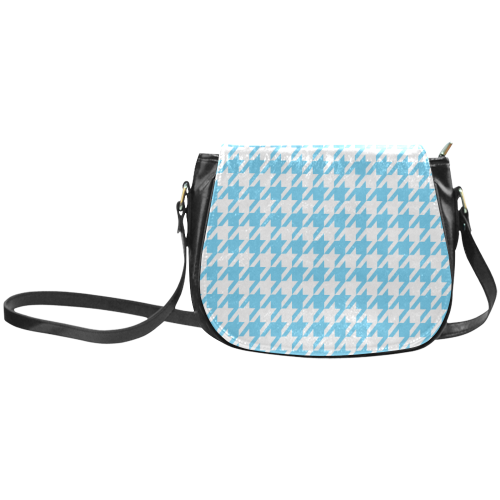 bright blue and white houndstooth classic pattern Classic Saddle Bag/Large (Model 1648)