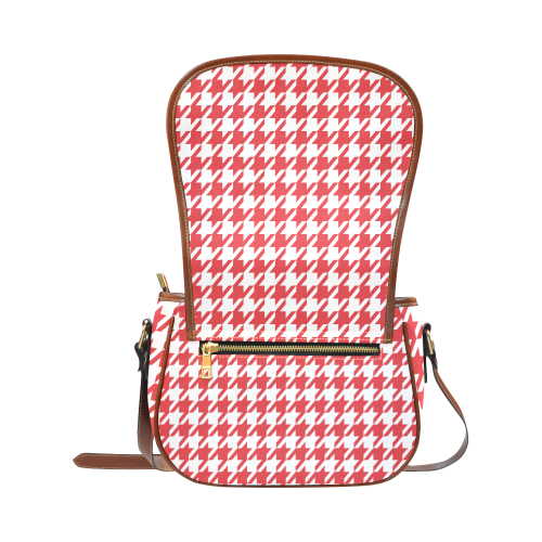 red and white houndstooth classic pattern Saddle Bag/Large (Model 1649)