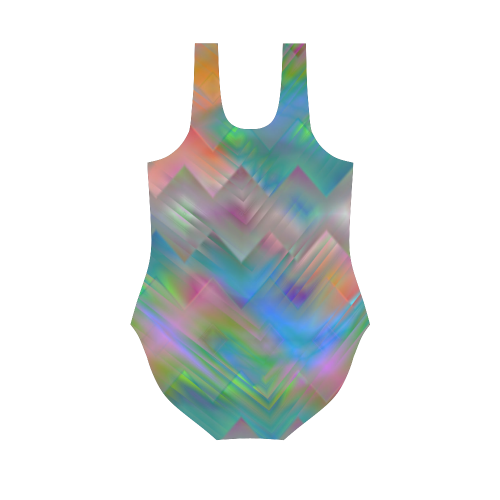rainbow geometry Vest One Piece Swimsuit (Model S04)