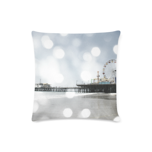 Sparkling Grey Santa Monica Pier Custom Zippered Pillow Case 16"x16"(Twin Sides)