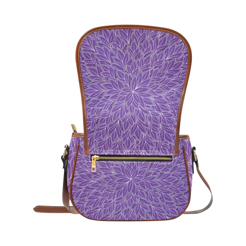 floating leaf pattern royal purple white Saddle Bag/Small (Model 1649) Full Customization