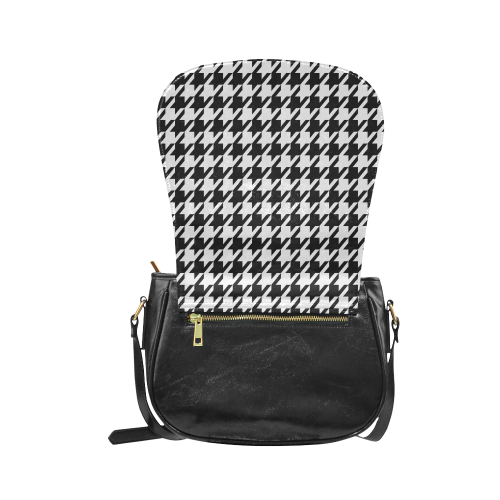 black and white houndstooth classic pattern Classic Saddle Bag/Large (Model 1648)