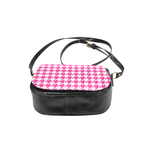 hot pink  and white houndstooth classic pattern Classic Saddle Bag/Large (Model 1648)