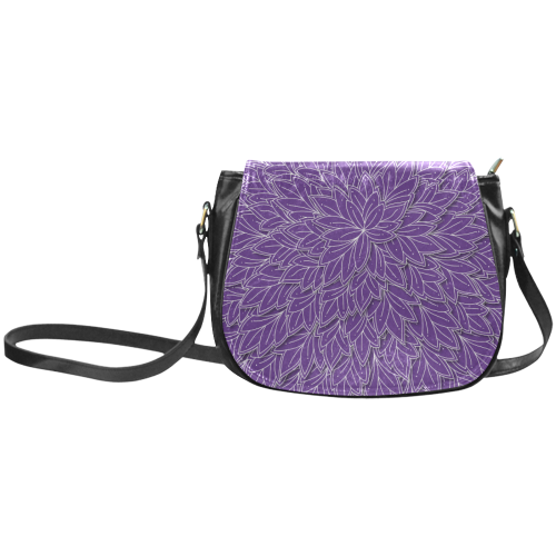 floating leaf pattern royal purple white Classic Saddle Bag/Small (Model 1648)