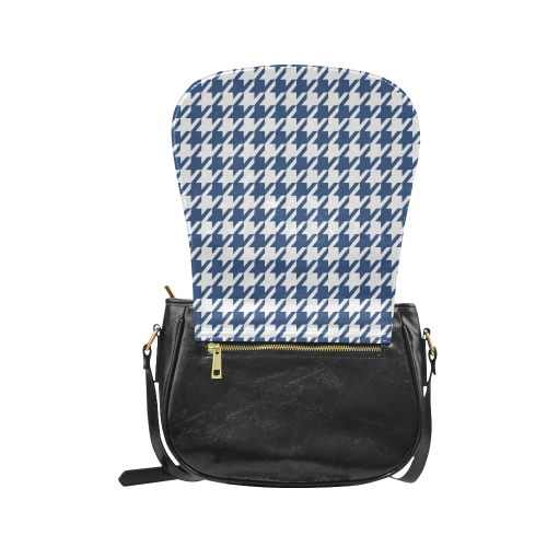 dark blue and white houndstooth classic pattern Classic Saddle Bag/Small (Model 1648)