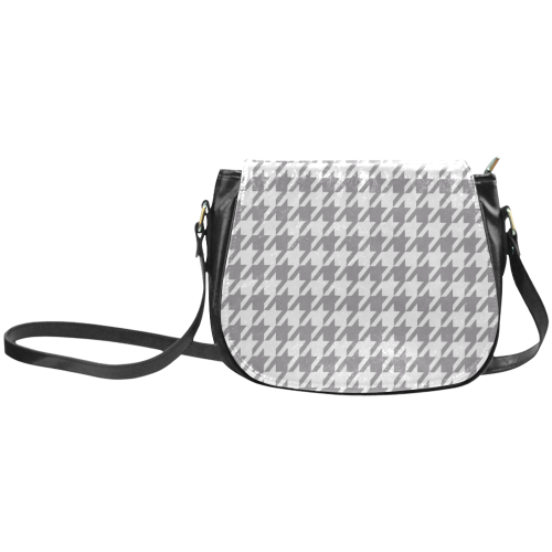 grey and white houndstooth classic pattern Classic Saddle Bag/Small (Model 1648)