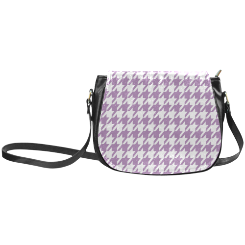 lilac and white houndstooth classic pattern Classic Saddle Bag/Large (Model 1648)