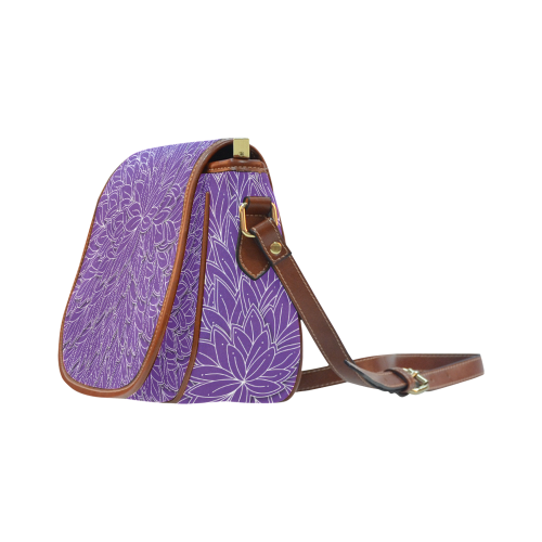 floating leaf pattern royal purple white Saddle Bag/Large (Model 1649)