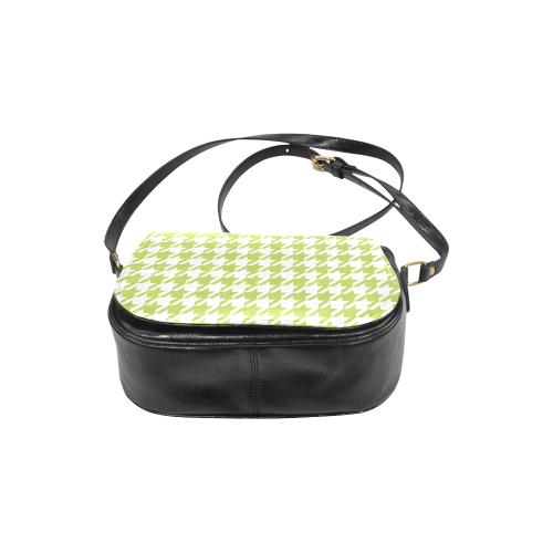 spring green and white houndstooth classic pattern Classic Saddle Bag/Small (Model 1648)