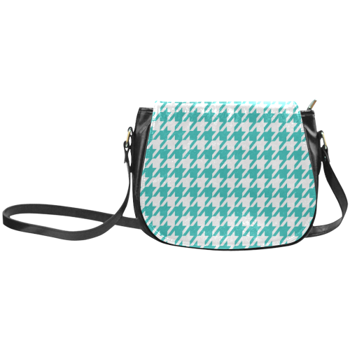 turquoise and white houndstooth classic pattern Classic Saddle Bag/Small (Model 1648)