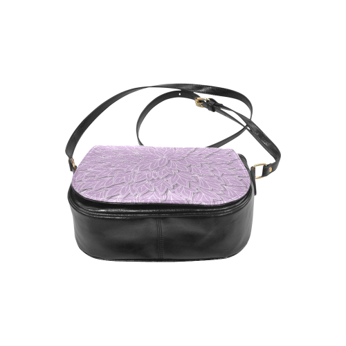 floating leaf pattern violet lilac white Classic Saddle Bag/Small (Model 1648)