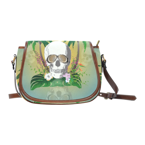 Funny skull with sunglasses Saddle Bag/Large (Model 1649)