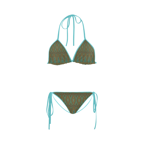 olive and turquoise pattern Custom Bikini Swimsuit