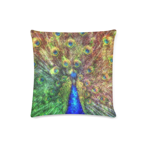 peacock Custom Zippered Pillow Case 16"x16"(Twin Sides)