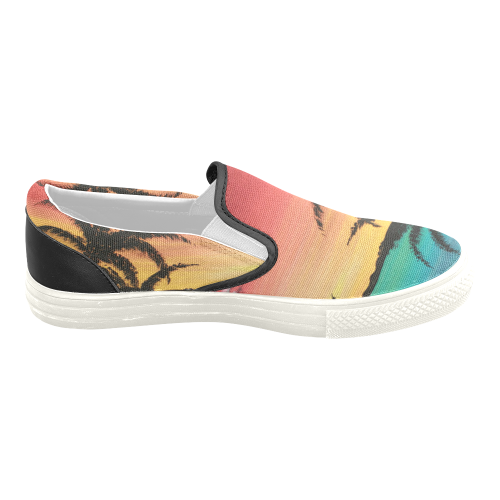 Palm Tree and Sea Men's Unusual Slip-on Canvas Shoes (Model 019)