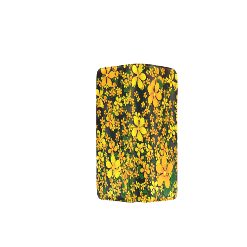 Pretty Orange & Yellow Flowers on Black Women's Clutch Wallet (Model 1637)