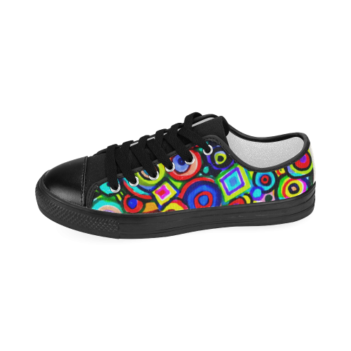 squares and circles Women's Classic Canvas Shoes (Model 018)