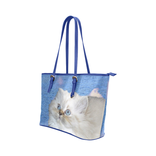 Cat and Water Leather Tote Bag/Large (Model 1651)