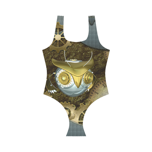 Steampunk, awesome owl Vest One Piece Swimsuit (Model S04)