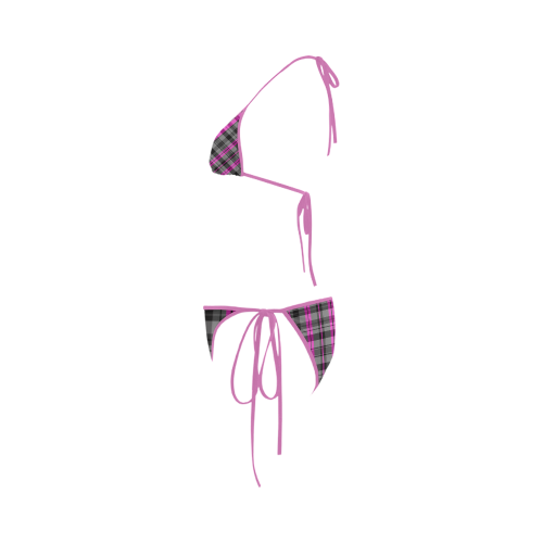 black pink and gray plaid 2 Custom Bikini Swimsuit