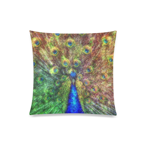 peacock Custom Zippered Pillow Case 20"x20"(One Side)
