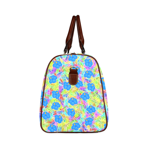 Pretty Blue Hawaiian Flowers Pattern Waterproof Travel Bag/Small (Model 1639)